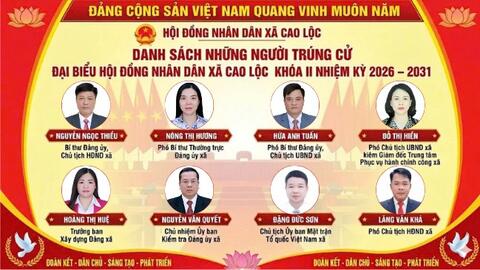 Danh sách các Đại biểu trúng cử HĐND xã Cao Lộc khóa II Nhiệm kỳ 2026 – 2031