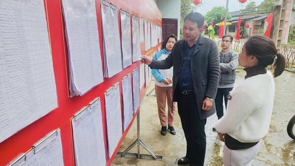 Đoàn kiểm tra số 4 của UBBC xã Cao Lộc kiểm tra công tác chuẩn bị bầu cử tại các thôn Nà Mon, Bản Đẩy, Bản Cưởm