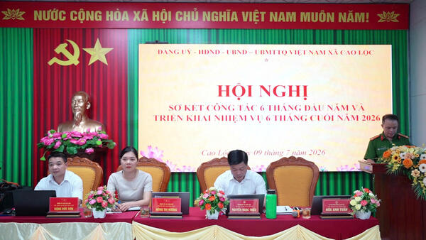 Xã Cao Lộc tổ chức Hội nghị sơ kết công tác 6 tháng đầu năm, triển khai nhiệm vụ trọng tâm sáu tháng cuối năm 2026