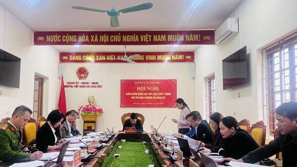 Hội nghị kiểm điểm, đánh giá xếp loại chất lượng đối với Ban Thường vụ Đảng ủy xã năm 2025